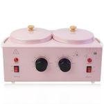 Portable Wax Warmer for Painless Hair Removal, Women Men Home Wax Heater, Wax Pot for Hair Removal, with Adjustable Temperature Set, 40pcs Wax Sticks (Pink-Double Pots)