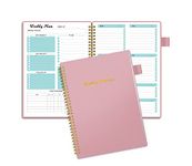 Weekly Planner Undated, Weekly Goals Schedule Planner with Spiral Binding, Regolden-Book To Do List Notebook Calendars Organizers Habit Tracker Journal for Man & Women, Pocket,Pen Loop, 53 Weeks (5.5x8.5") Pink