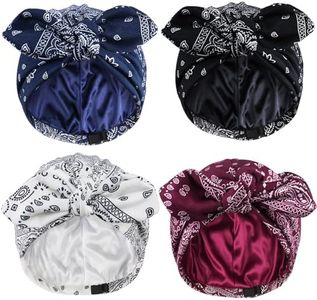 Ababalaya Satin Lined Beanies for Women Chemo Headwear Sleep Cap (4, Navy Blue/Burgundy/Black/White)