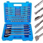 17 Pieces SDS-Plus Rotary Hammer Drill and Chisel Bits Set, Masonry Hole Tool Set Impact Drill bit and Chisel bits for Concrete Brick Stone Road Wall