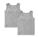 ZEDEX KIDS Girls and Boys Round Neck Thermal Sleeveless Thermal Top/Vest/Inner Wear for Winter, Pack of 2 (5-6 Years, LightGrey)