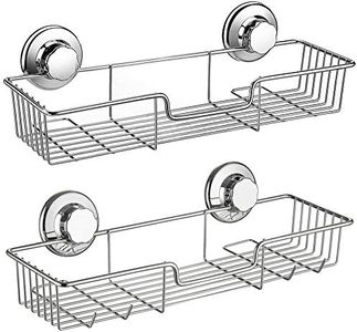 SANNO Shower CaddyStrong Suction Cup Bathroom Shower CaddiesBath Shelf Storage Combo Organizer Basket Kitchen & Bathroom Accessories for Shampoo Conditioner - Rustproof Stainless Steel(set of 2)
