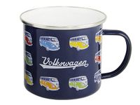 BRISA VW Collection - Volkswagen Large Enamel Coffee-Tea Mug Cup for Camping & Outdoor T1 Bus Campervan (500 ml/16.9 fl oz/Parade/Blue)