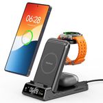 SwanScout 703S Charging Station for Samsung S26 Ultra, 3-in-1 Wireless Charger for Galaxy S26+/S25/S24 Ultra/S24/Z Flip/Fold, for Galaxy Watch Ultra/8/7/6, for Galaxy Buds3 Pro (No Adapter) (Black)
