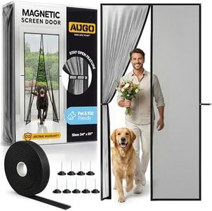AUGO Magnetic Screen Door - Self Sealing, Heavy Duty, Hands Free Mesh Partition Keeps Bugs Out - Pet and Kid Friendly - Patent Pending Keep Open Feature - 34 Inch x 81 Inch