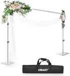 EMART Heavy Duty Backdrop Stand, 2mx3m/ 6.5x10 ft Adjustable Background Support System Kit with Steel Base for Photography, Photo Video Studio, Birthday Parties - Sliver