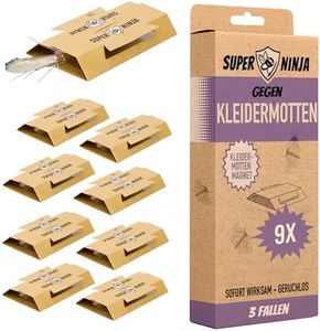 Super Ninja Mottenschutz für Kleiderschrank - 9 Ökologische Mottenfallen - Hochwirksam - Nicht Toxisch - 4 Monate Schutz