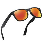 wearPro Polarised-Sunglasses-Mens-Womens-UV400-Protection Rectangular Sunglasses Retro Black Sun Glasses Unisex Classic Ultralight Shades For Cycling Driving Fishing(Red/Mirror)