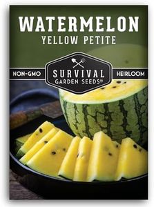 Survival Garden Seeds - Yellow Petite Watermelon Seed for Planting - Packet with Instructions to Plant and Grow Small Yellow Watermelons in Your Home Vegetable Garden - Non-GMO Heirloom Variety