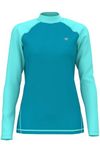 HDTIYUYP Rash Vest Womens UPF - Swim Shirts Long Sleeve Ladies UV Swim Top Rash Top Female Surf Top Rash Guard Swim Tee Quickdrying Beach Wear Turquoise 12