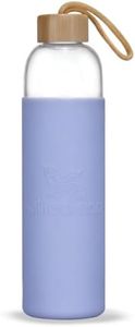 Wilfred Eco 650mL Portable Glass Water Bottle with Protective Silicone Sleeve | Leakproof | BPA Free | Dishwasher Safe | Reusable | Slimline for Convenience (Lilac Blue)
