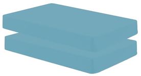 Gilbins Cot Size 30" x 75" Fitted Sheet, Made of Cotton, Perfect for Camp Bunk Beds/RVs/Guest Beds 2 Pack Blue