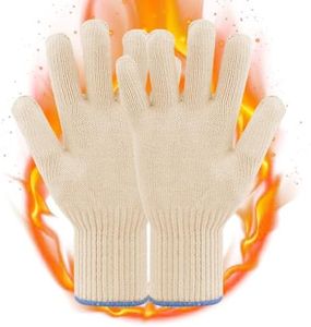 1 Pair Oven Safety Gloves Mitts, Cotton Oven Gloves with Fingers for Kitchen Cooking Baking,Heat Resistant Oven Safety Mitts Grill Gloves,BBQ Gloves Outdoor Grill Gloves Hot Food Handling