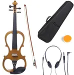 Cecilio L3/4CEVN-L1Y Left-Handed Solid Wood Yellow Maple Metallic Electric Violin with Ebony Fittings in Style 1