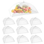 AEIMIAIDE 10 Pack Food Covers, Large Pop-Up Mesh Screen Food Cover Tents, Parties Picnics, BBQs, Reusable and Collapsible Food Tents(17"x 17")