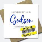 Funny Birthday card for Godson - Rude Birthday card for Godson - Reduced price card for Godson