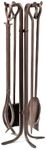 Plow & Hearth 36163-BRZ Hand-Forged Fireplace Tool Set, in Bronze, B, 13 Dia. x 28H