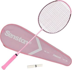 Senston N90 Badminton Racket Single High-Grade Badminton Racquet Carbon-Fiber Badminton Racket Pink with Racket Cover