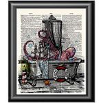 Octopus Print, Art Print on real dictionary book page, Bathroom Decor