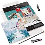 Arteza Watercolour Paper Pad, Foldable Canvas Pad, 17.8 x 21.8 cm, 10 Sheets, Heavyweight, 140 lb, 300 GSM, Acid-Free, 100% Cotton Pulp DIY Frames for Painting & Mixed Media Art