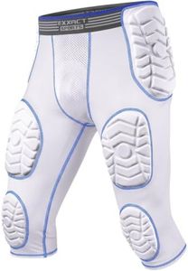 Exxact Sports Combat 7-Pad Youth Football Girdle with Cup Pocket, Padded Compression Shorts with Integrated Pads, Boys Girdle Football (YXS, White Combat)