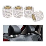 YINUO Universal Chrome Bling Bling Rhinestone Headrest Collar Car Interior Decoration Car Accessories for Car Truck SUV Vehicle (x4)