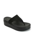 ELLE Women's Fashionable T-Strap Comfartable Sandals Colour-Black, Size-UK 3