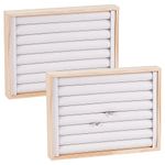 NBEADS 2 Pcs PU Leather Rings Displays Tray, 7 Slots Ring Earring Storage Holder Bracelets Necklaces Jewelry Display Organizer for Jewelry Retail Display Selling, White, 24.1x18x3.1cm
