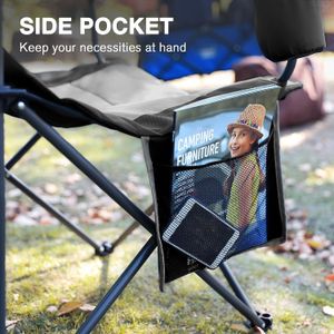 EVER ADVANCED Folding Camping Chairs Set of 2 – High Back, Padded, Cup Holder, Side Pockets, Supports 160kg