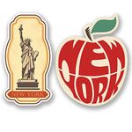 2 x New York USA Vinyl Stickers iPad Laptop Car Suitcase Travel Labels Fun #4809 (10cm on Longest Side.)