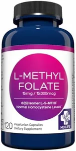 MD Life L Methylfolate 15mg - Professional-Grade Active Methylfolate Supplement - Maximum Potency MTHFR Supplements - L-methylfolate 15 mg 120 Capsules - Essential Amino Acids