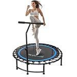 SereneLife 40" Mini Trampoline Fitness Adults & Kids, Exercise Fitness Rebounder Indoor and Outdoor Use, Padded Frame Cover and Adjustable Handlebar, Portable and Lightweight Cardio Trampoline