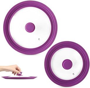 Modern Innovations Universal Lids (Set of 2) Fits 7 to 12-Inch Cookware, Silicone Replacement Pan Lid, Glass Top Covers for Skillets, Pots, Frying Pans, Cast Iron - Lavender