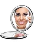 OMIRO Compact Mirror, Round PU 1X/3X Magnification,Ultra Portable for Purses and Travel (Black)