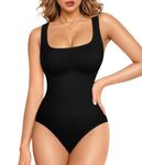 Junlan Shapewear Bodysuit for Women Tummy Control Full Body Shaper Seamless Shaping Leotard Tank Tops (Black,M)