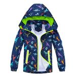 IjnUhb Waterproof Hooded Jacket for Boys Girls,Kids Raincoats Outdoor Windbreaker Dinosaur Rain Jacket, Colorful Dino, 5T