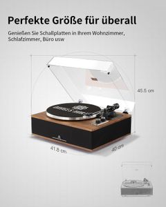 Bluetooth Vinyl Record Player – Wireless Turntable with Built-In Speakers