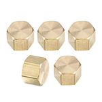 sourcing map 1/4-Inch Brass Cap 5pcs G1/4 Female Pipe Fitting Hex Compression Stop Valve Connector