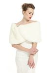 BEAUTELICATE Faux Fur Wrap Shawl Women’s Shrug Bridal Bridesmaid Stole for Winter Wedding Party Evening (One Size, Ivory)