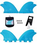 Ho Stevie! Fiberglass Reinforced Polymer Surfboard Fins - Quad (4 Fins) FCS or Futures Sizes, with Fin Bag, Screws, Wax Comb and Fin Key … (Aqua, Futures)