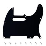 Banworks 3 Ply Tele Pickguard 8-Hole Electric Guitar Pickguard Scratch Plate for USA/Mexican Modern Style Standard Tele Telecaster JT/HB-03 Glossy Black