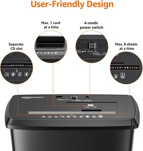 Amazon Basics 8-Sheet Paper Shredder – Cross-Cut, Home Office