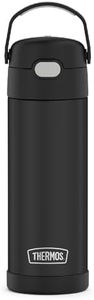 THERMOS FUNTAINER 16 Ounce Stainless Steel Vacuum Insulated Bottle with Wide Spout Lid, Black Matte