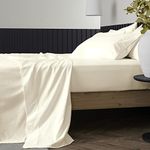 Pure Egyptian Queen Size Cotton Bed Sheets Set (Queen, 1000 Thread Count) Ivory Bedding Pillow Cases (4 Pc) Egyptian Cotton Sheets Queen Size Bed- Sateen Sheets - 16" Queen Deep Pocket Sheets