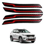 Autokaar Car Front and Rear Silicon Bumper Corner Guard Protector Dual Tone Black Red Universal for Kia Seltos/Carens/Sonet/EV6 - Set of 4