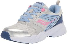 Saucony Unisex-Child Wind FST LTT Sneaker, Silver/Blue/Pink, 6.5 Big Kid