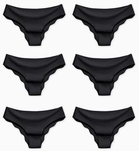 PATPAT Teen Girls Seamless Underwear No Show Panties Pack of 6 Invisible Briefs for Big Girl Stretch Seamless Bikini Briefs women clothes briefs kids Black 15-16 Years
