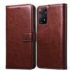 Casotec Flip Cover for Mi Redmi Note 11 Pro Plus 5G | Premium Leather Finish | Inbuilt Pockets & Stand | Flip Case for Mi Redmi Note 11 Pro Plus 5G (Brown)