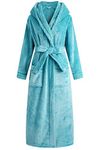 Richie House Women's Hooded Long Robe Plush Soft Fleece Housecoat Sleepwear for Ladies RHW2823-Q-M