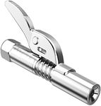 Grease Gun Coupler, 1 Pack High Pressure Grease Nipple Compatible with All Grease Guns 12,000 PSI, Heavy-Duty Quick Lock and Release Grease Coupler, 1/8" NPT Fits All Grease Gun Tips Silver